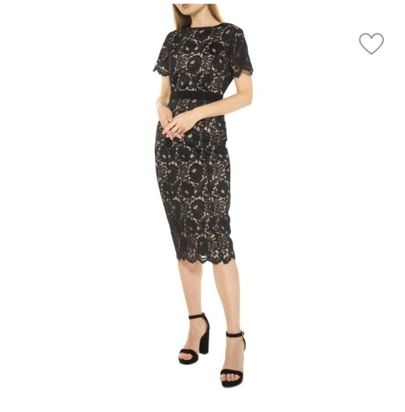 Alexia Admor Black and Gold Lace Midi Dress - Picture 2 of 13